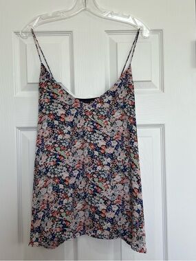 LOFT Floral Spaghetti-Strap Cami in Pink, Navy and Green